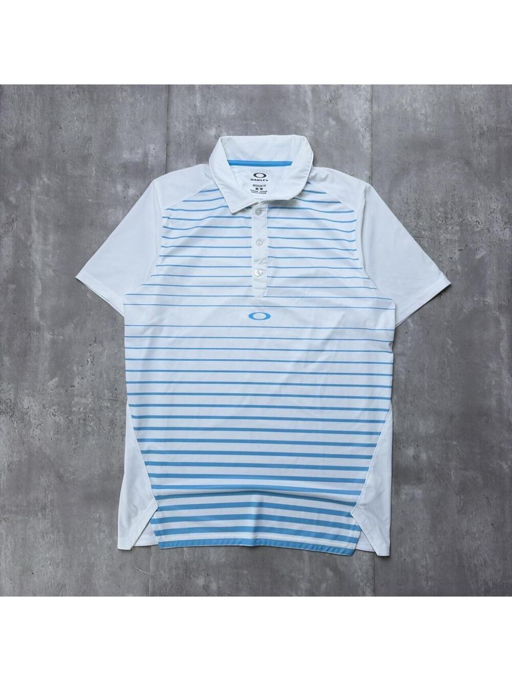 Y2K White Oakley Dri Fit Striped Golf Polo Shirt